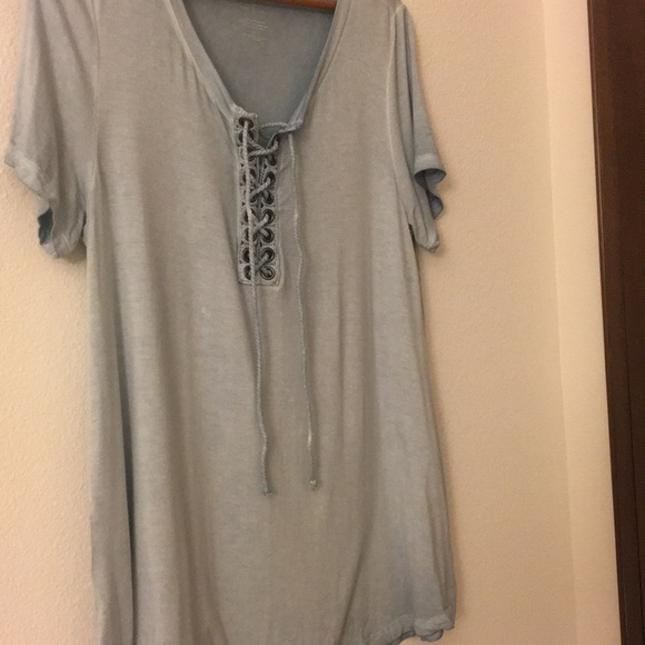 American Eagle Blue Tie Up T-Shirt - Picture 3 of 5